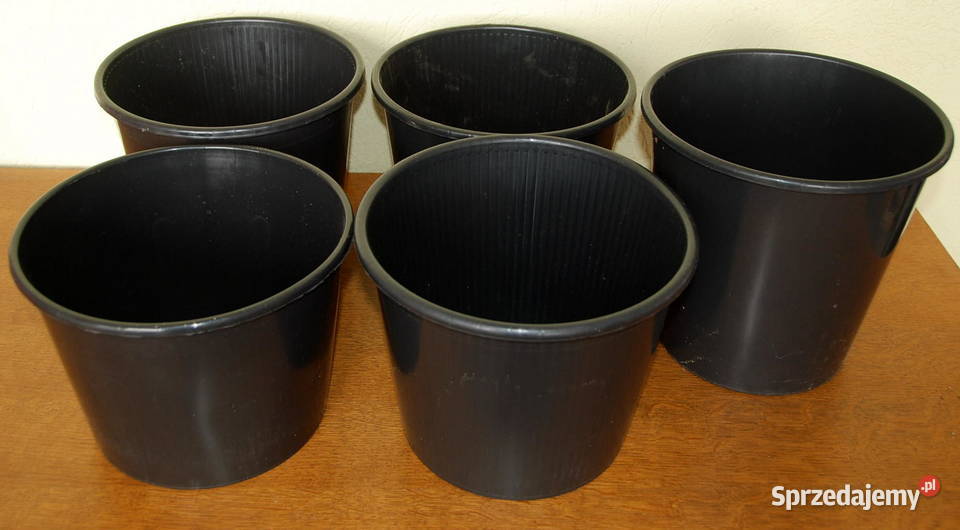 5 duże pojemniki plastikowe na sadzonki wiaderka