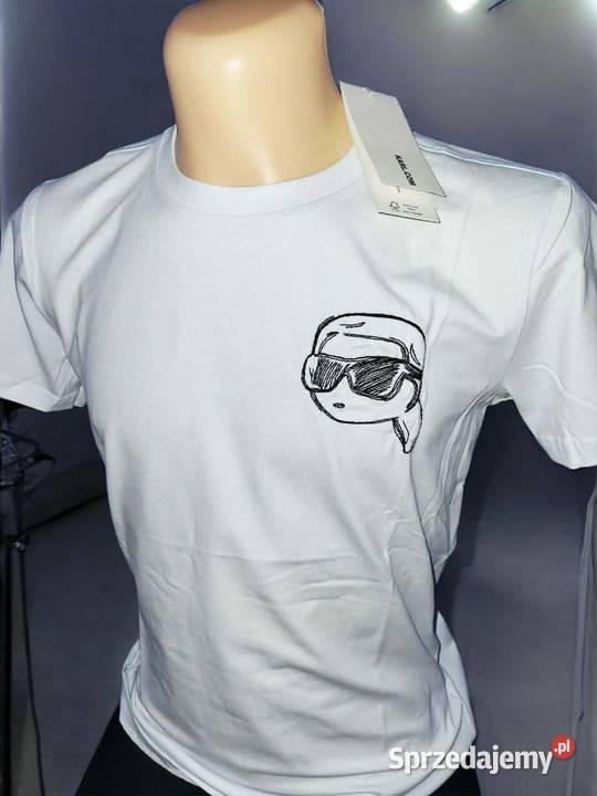 Tshirt męski Karl Lagerfeld nowoczesny design biały Białystok