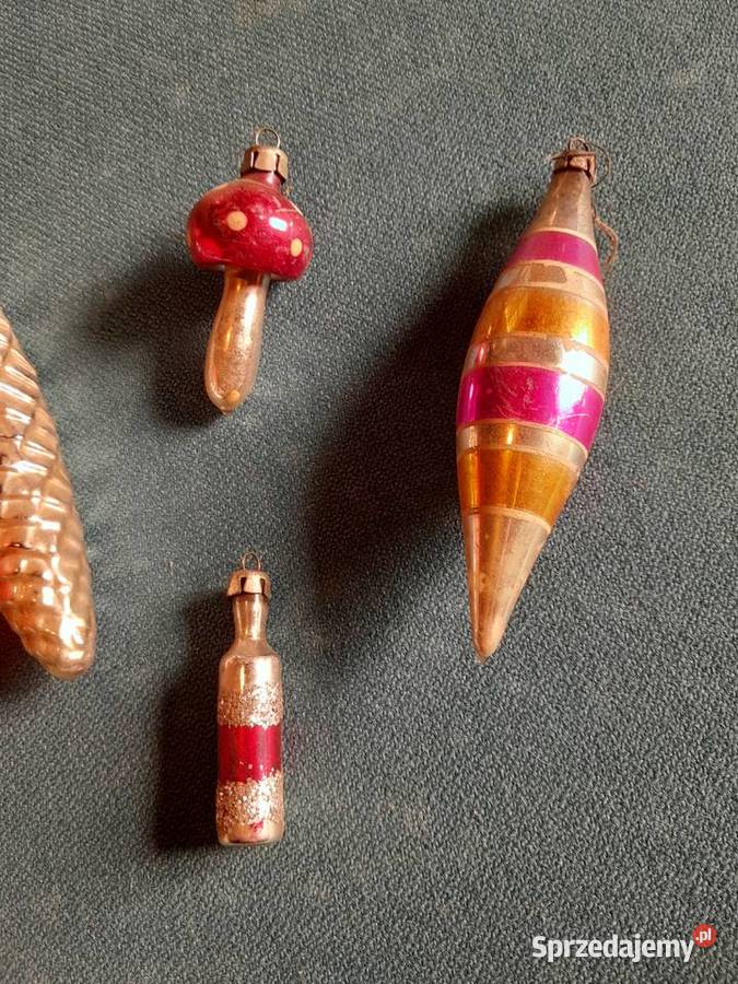 Stare bombki choinkowe 5 sztuk grzybek szyszka Kolekcje Dąbrowa Górnicza
