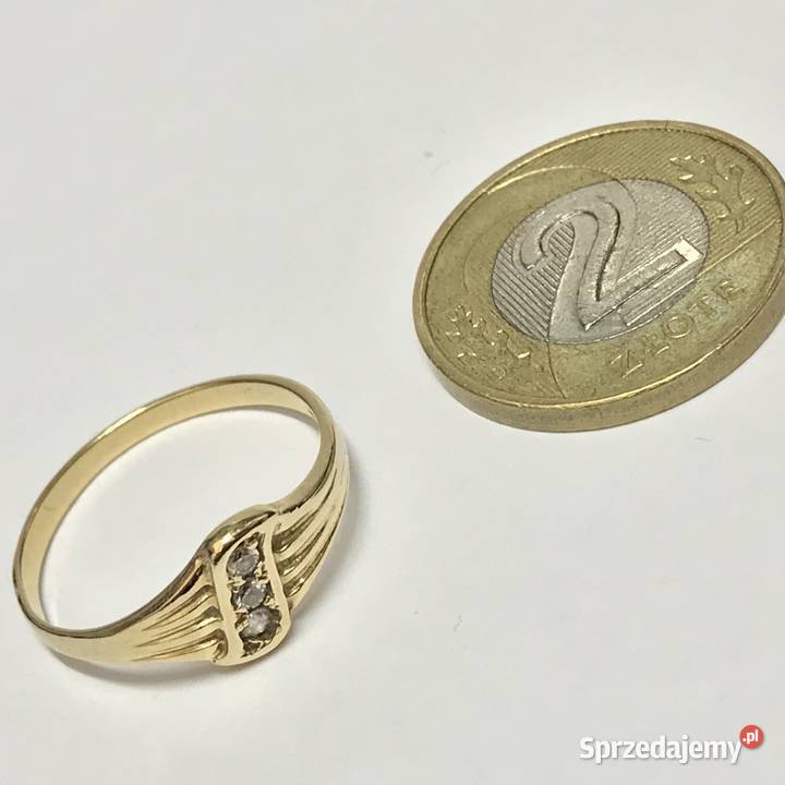 Złoty PIERŚCIONEK 14K cudowne KAMIENIE piękny Warszawa