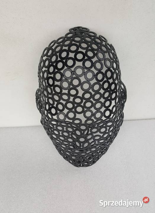 Rzeźba twarz 3D retro vintage industrial czarny Jeżowe