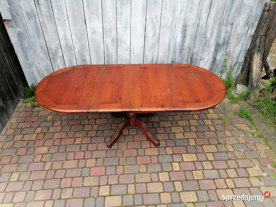Stół dębowy okrągły rozkładany 120cm Wąwolnica