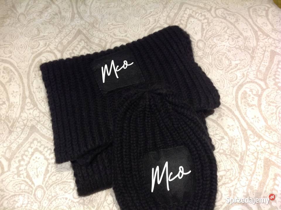 Komplet Damski Czapka z Szalikiem Czarny S M Nakrycia głowy Nowa Sól