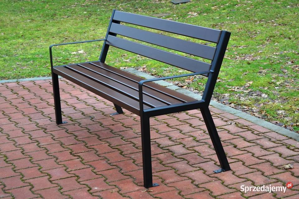 Ławka z oparciem stalowa ogrodowa miejska LOFT Kraków