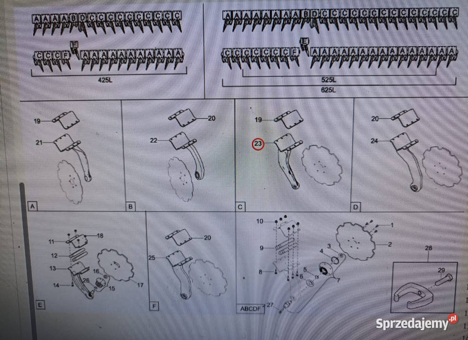 Słupica grządziel Vaderstad Carrier 425 do 1225 Węża