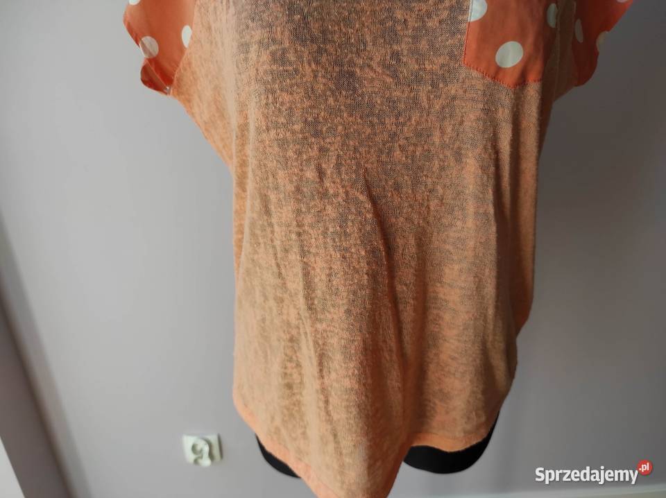 Lekka bluzka 42 XL pomarańczowa w groszki mazowieckie Płock