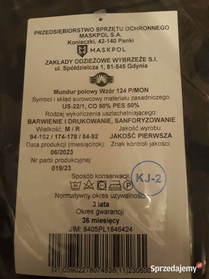 Mundur Wojskowy Polowy wzór 2019124P rozmiar MR Ostrołęka