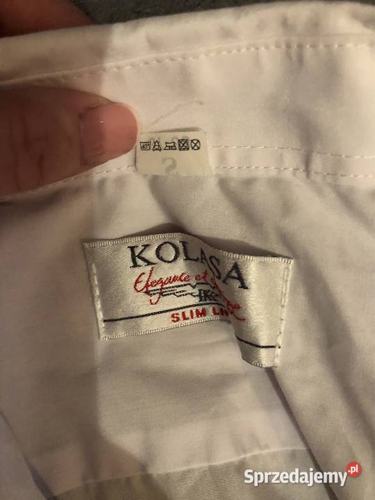 Koszula biała z długim rękawem KOLASA Odzież i bielizna męska Kłodawa sprzedam