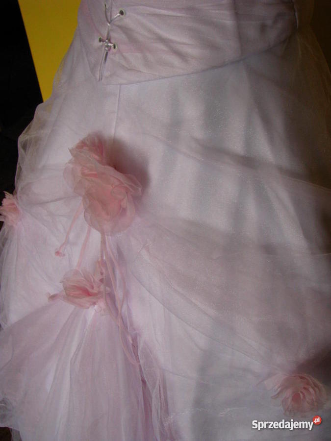 Biało różowa suknia ślubna 3840 Katowice