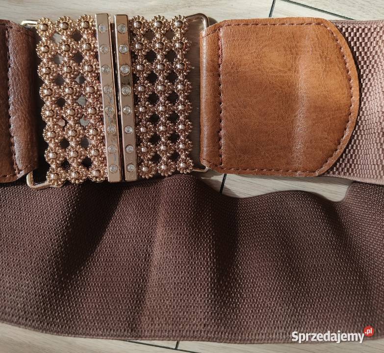 Pasek brązowy ze złotą klamerką Gdańsk