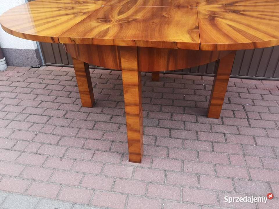 Stół ArtDeco Orzech 124 Okrągły Politura Antyk Meble Swarzędz