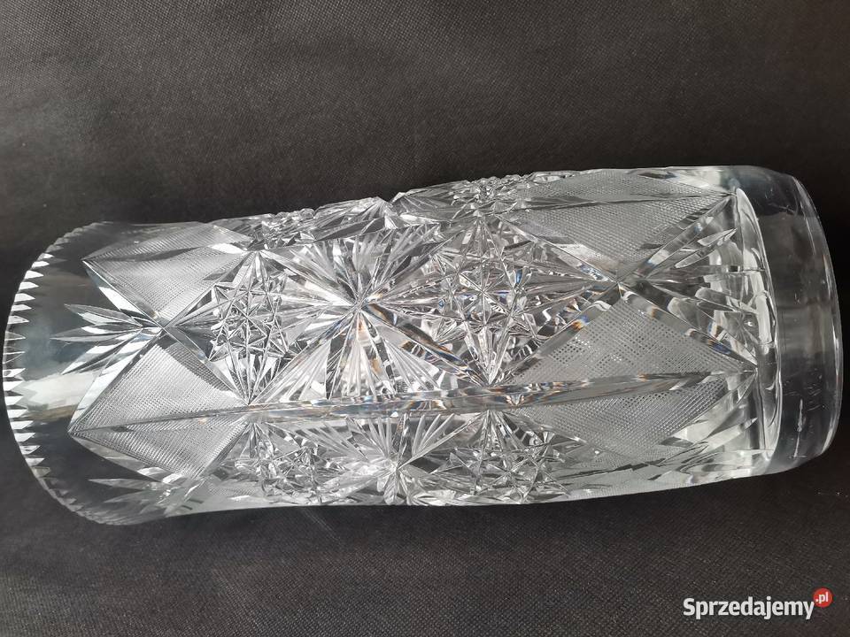 Stary duży wazon kryształowy kryształ design PRL śląskie Katowice