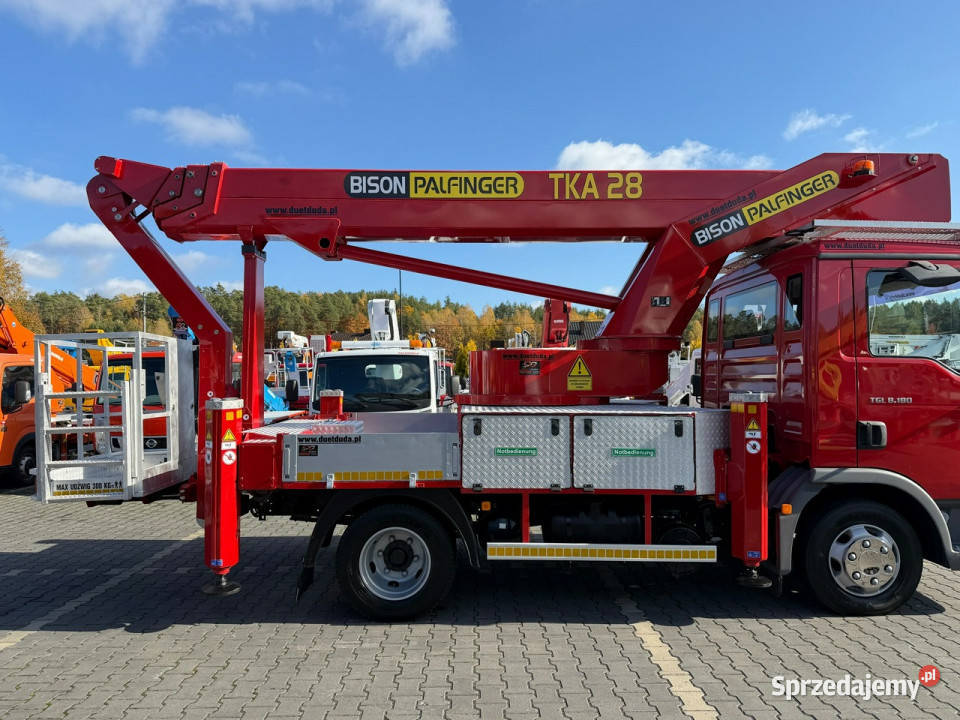 MAN TGL 8180 Zwyżka Palfinger TKA 28 m w bok 20m Widełki