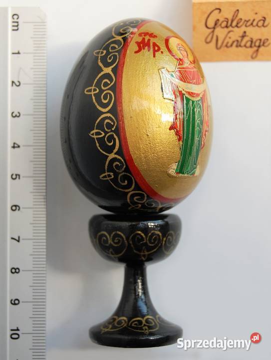 Drewniana pisanka na nóżce Rosja ikona Matka lubelskie Lublin