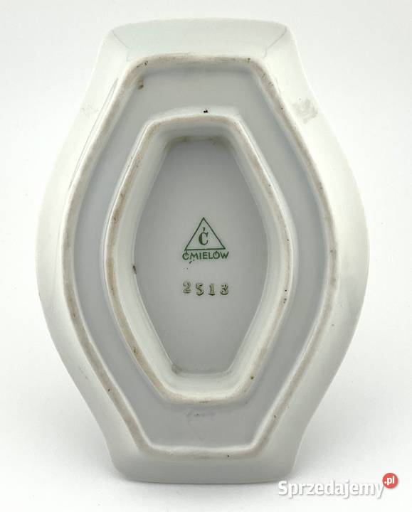 Musztardniczka sosjerka CMIELOW Lwow Art Deco Porcelana i szkło małopolskie