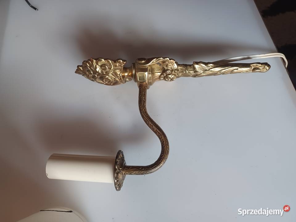 Piękny kinkiet mosiężny z abażurem Poznań