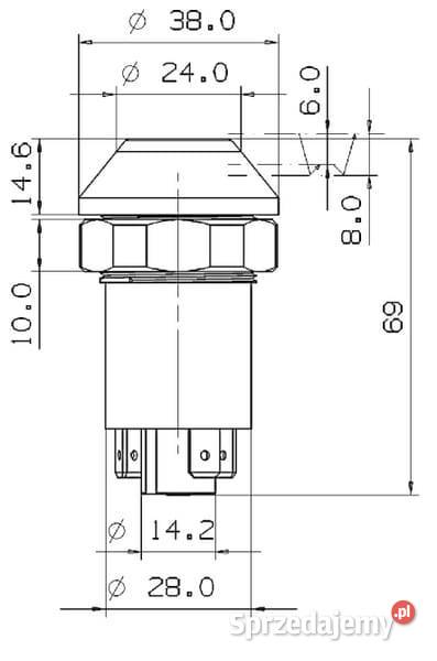 Przełącznik przyciskowy pusty okrągły zielony Kamionna