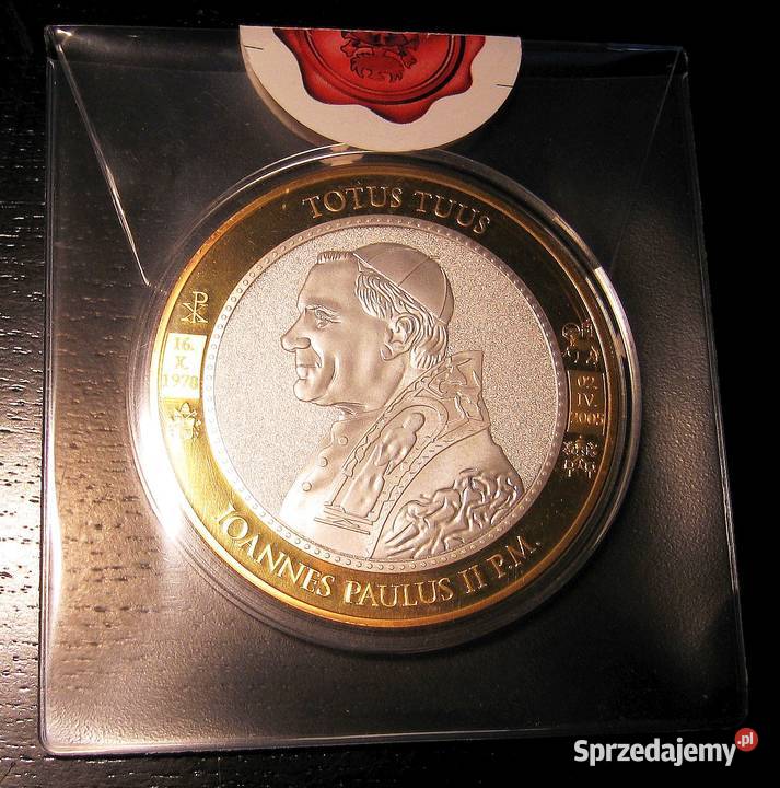 RZADKOŚĆ Medal Jan Paweł II 70 mm platerowany Ag dolnośląskie Bierutów