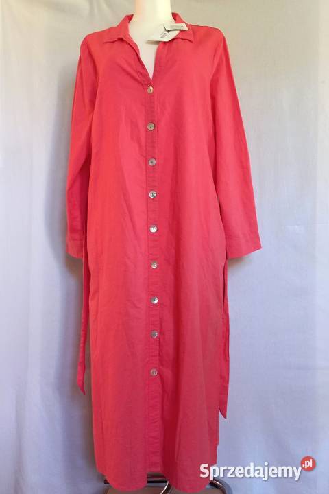 Sukienka czerwona Koszulowa len r 4042 PASEK Rozmiar 42(XL) Białystok