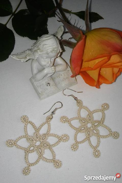 Kolczyki Frywolitkowe Kolczyki Wiśniowa