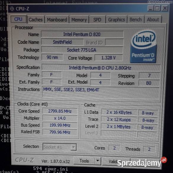 procesor Intel Pentium D 820 SL8CP Pozostałe Intel Olsztyn