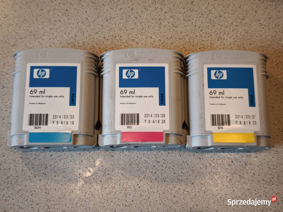 TUSZE HP 82 CYAN MAGENTA YELLOW C4911A C4912A Gdańsk