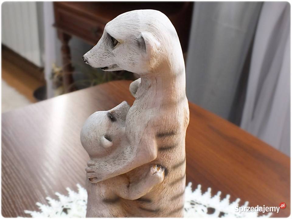 Rzeźba stojąca Surykatka i jej dziecko Ozdoba