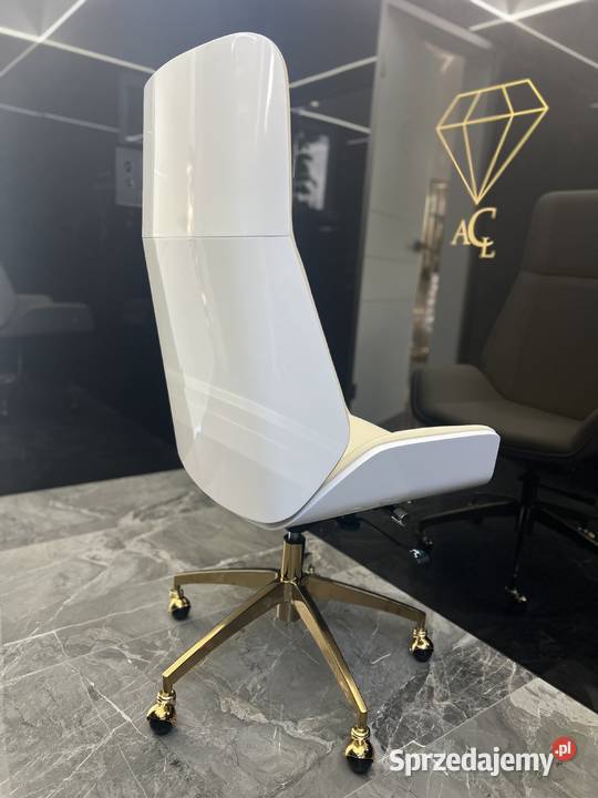Fotel biurowy beżowy złoty Luxury Premium Golkowice
