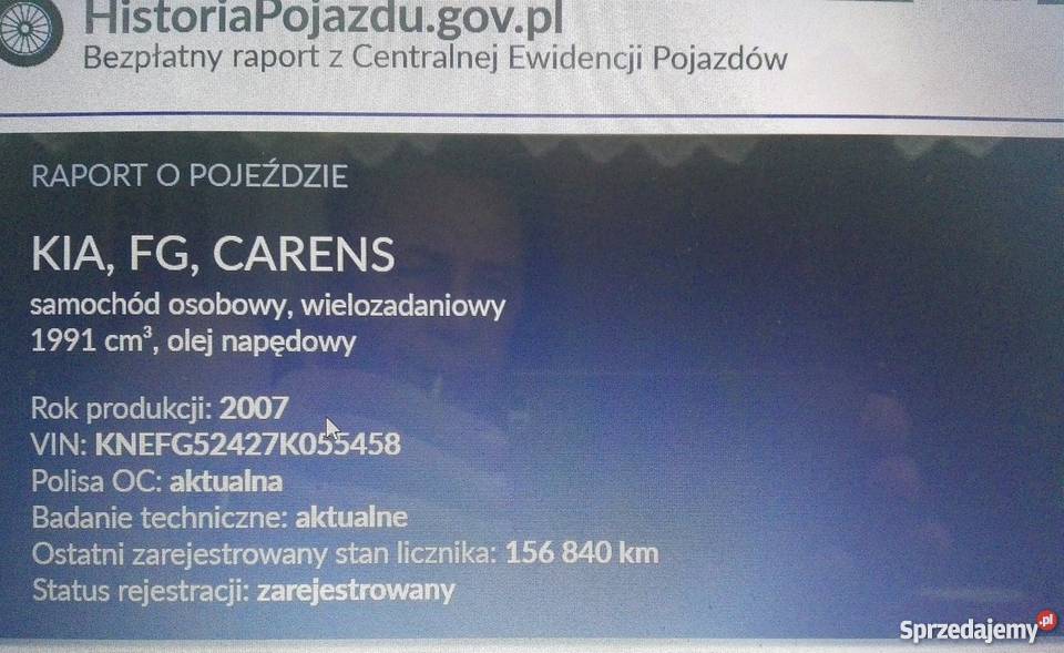 KIA CARENS III 2,0 CRDI Warszawa Sprzedajemy.pl