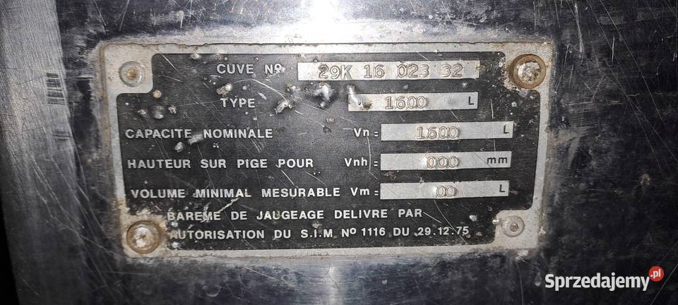 Zbiornik na mleko wannowy Francja JAPY 1600 L Kamionka