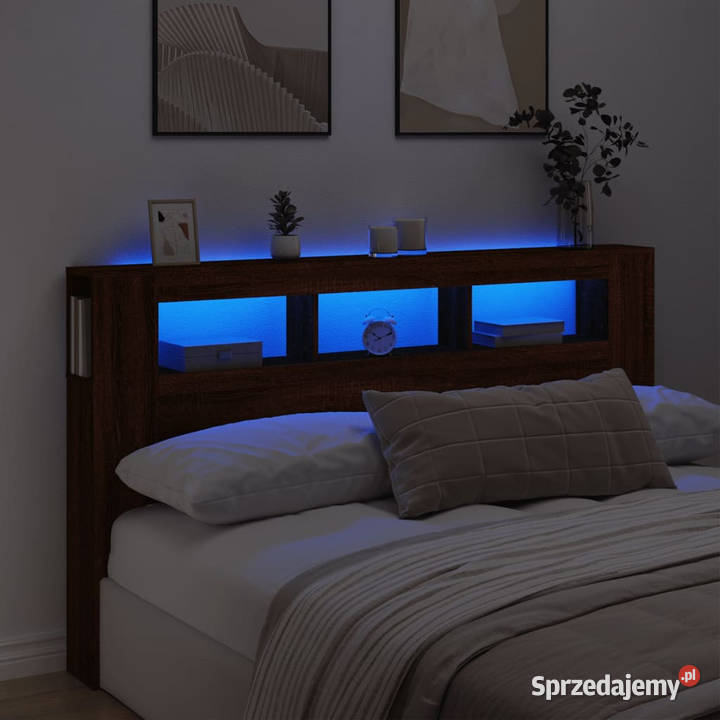 Wezgłowie łóżka z LED brązowy dąb 180x185x1035