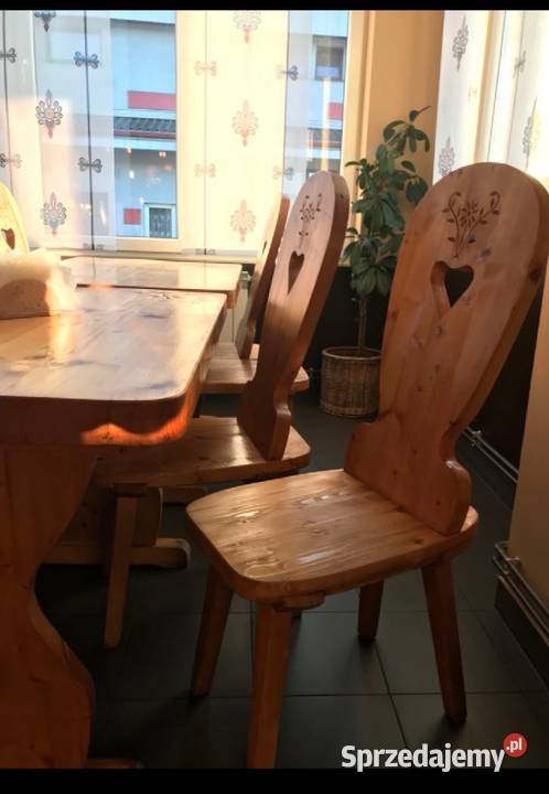Stół drewniany komplet + 4 krzesła