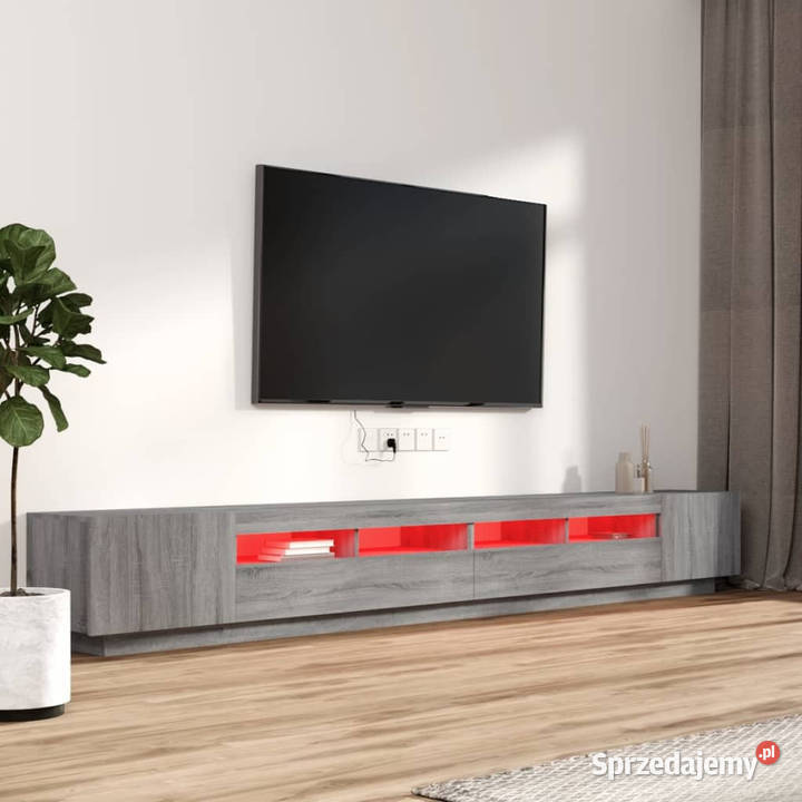 Zestaw 3 szafek TV z oświetleniem LED szary dąb sprzedam
