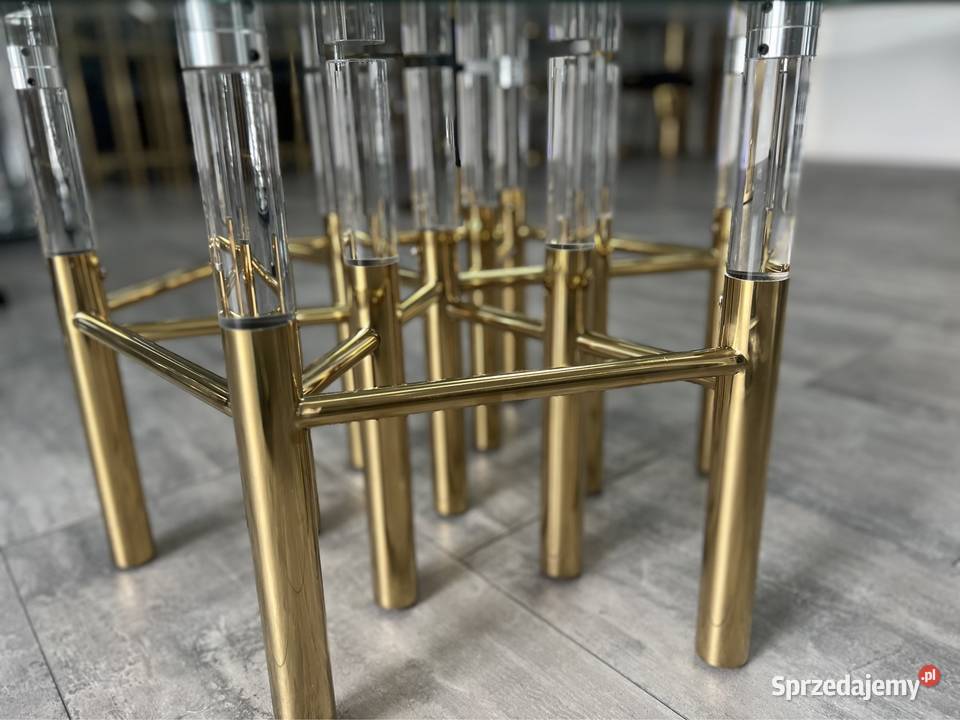 Złoty stolik kawowy ława szklana Glamour Nowy Sącz