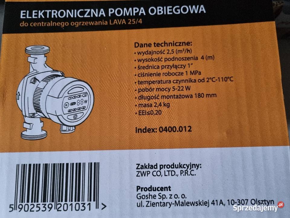 Elektroniczna pompa obiegowa do CO LAVA 254 Sępólno Krajeńskie