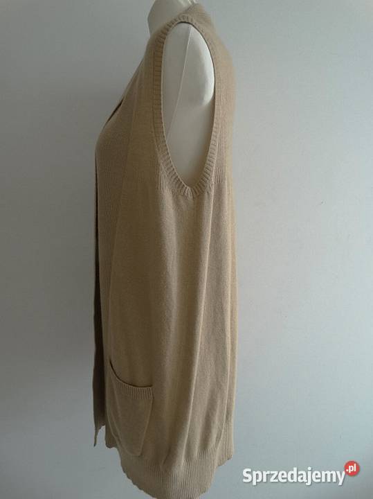 Kamizelka Wełniana z Angorą Camelowa Sweter Łomża
