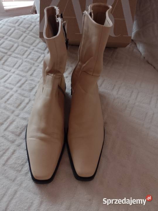 38 ZARA Real Leather skórzane Botki z Madrytu Kraków