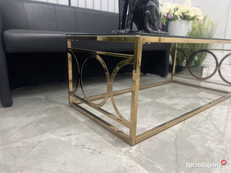 Nowoczesny stolik kawowy szampańskie złote ława Nowy Sącz