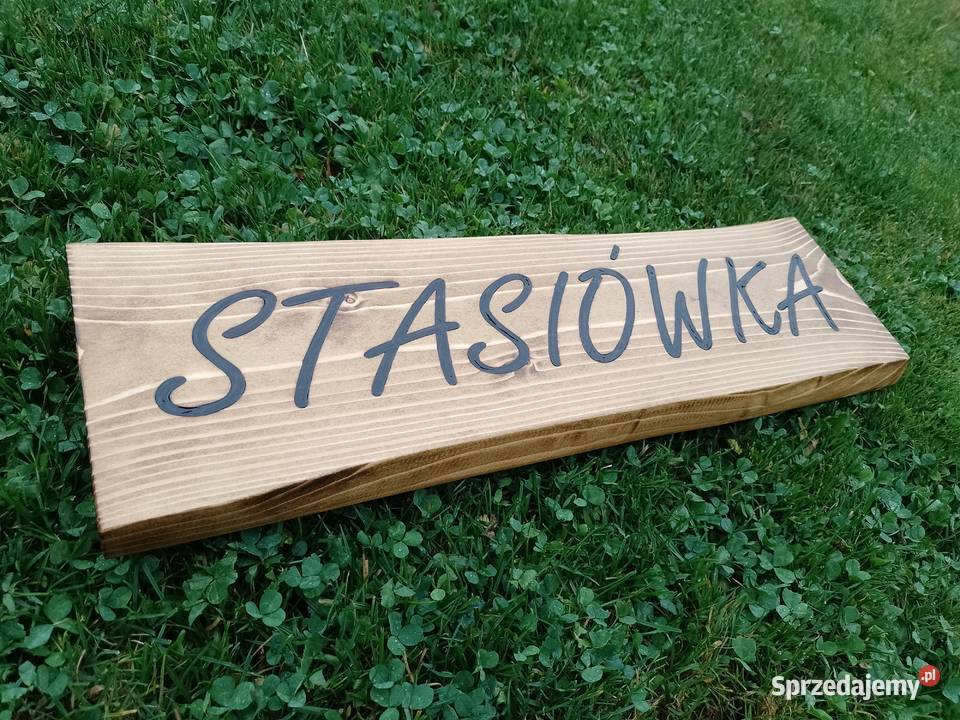 Szyld drewniany na altanę domek z drewna plac Kraków