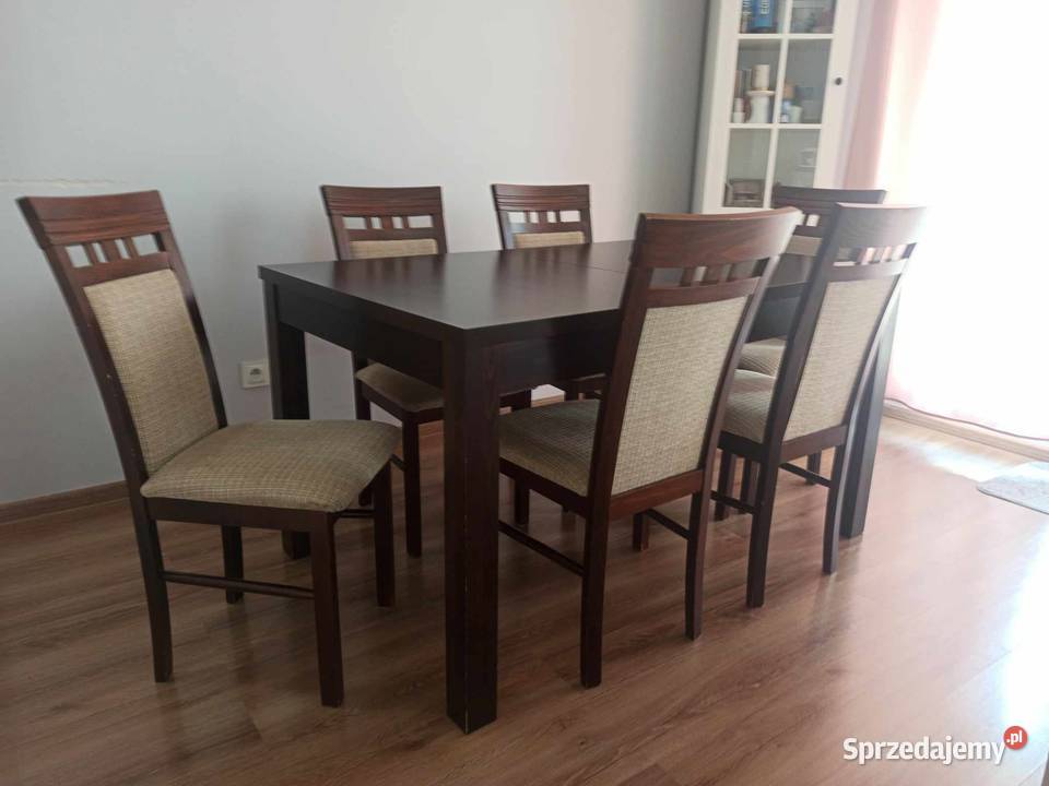 Używany komplet stół 90 x 140180 6 sztuk krzesła Przasnysz