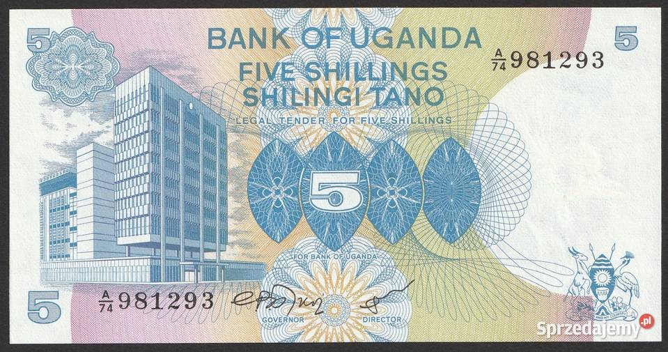 UGANDA 5 SHILLING 1979 STAN BANKOWY UNC Łódź