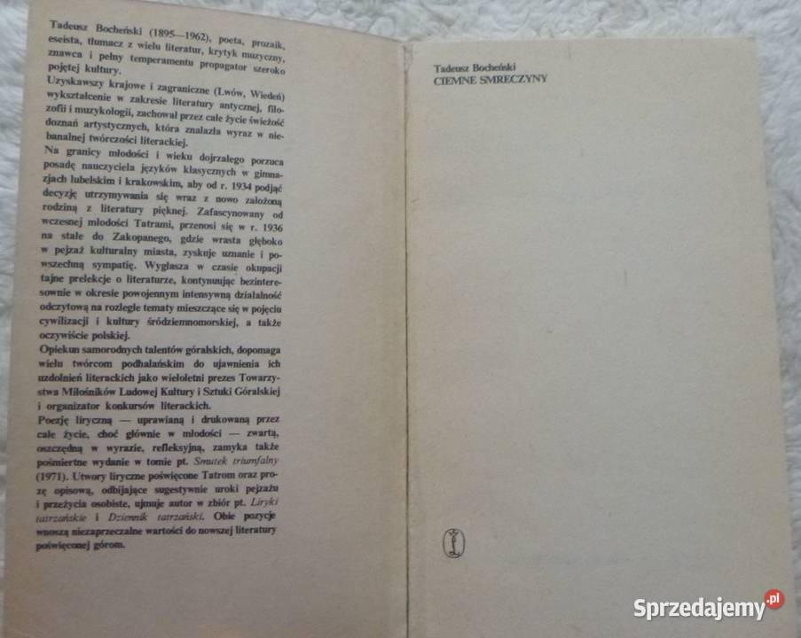 Ciemne smreczyny Tadeusz Bocheński Rok wydania 1985 Warszawa