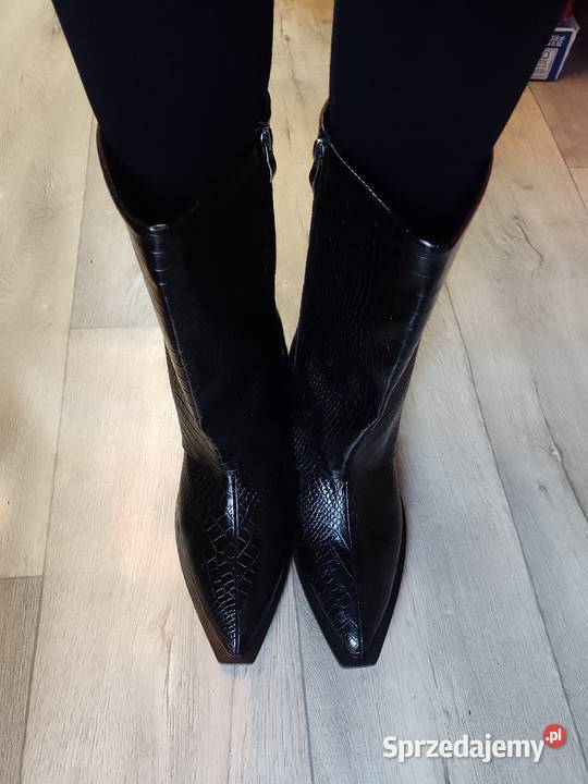 42 Ekskluzywne CZARNE krótkie Kozaki kowbojki Kraków