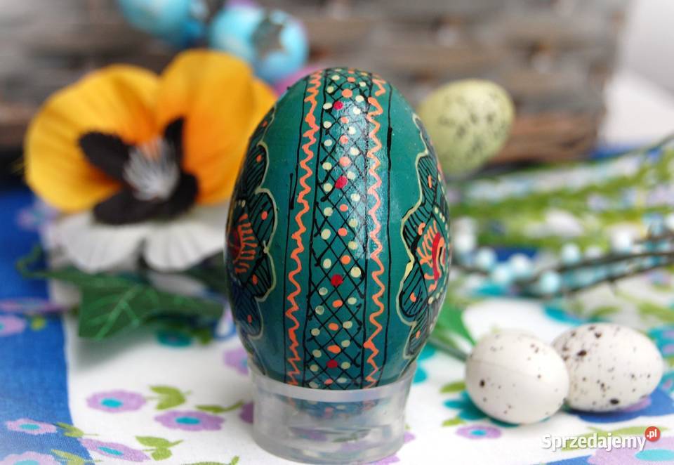 Stara pisanka drewniana ręcznie malowana Ukraina lubelskie Lublin