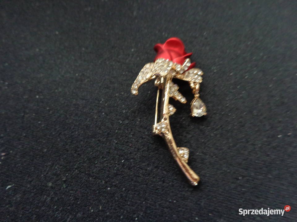 broszka nowa czerwona róża Poznań sprzedam