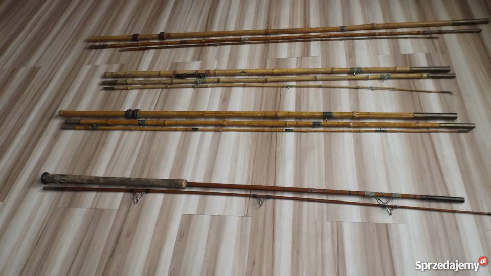 Stare wędki Bambusowe Klejonka ZESTAW Wędkarstwo