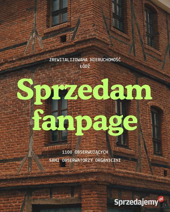 Sprzedam fanpage Łódź sprzedam