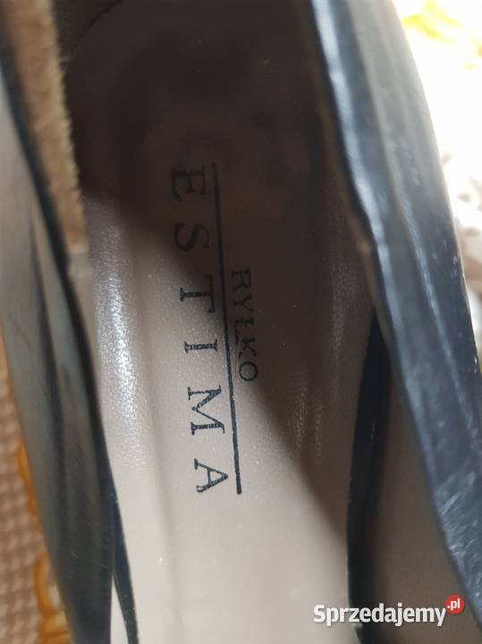 czółenka skórzane na słupku szpilki klasyczne