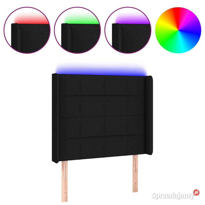 Zagłówek do łóżka z LED czarny 83x16x118128 mazowieckie Warszawa