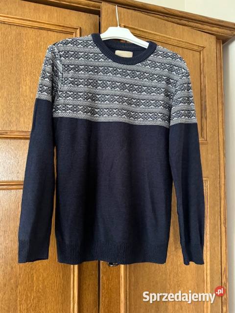 Sweter męski S Bershka granatowobiały we wzór z Częstochowa